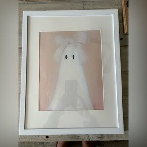 Cute Ghost with Bow Framed Wall Art Print 11x14